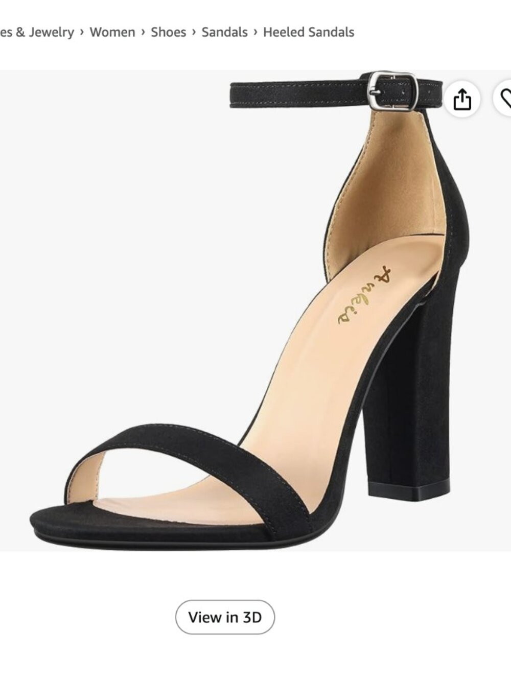 Ankis Black Suede Open Toe Ankle Strap Heels – Size 8 NIB
